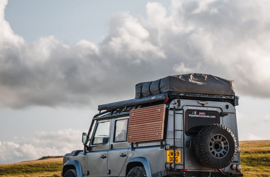 a jeep with camping tent setup